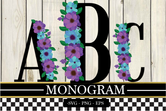 Discover the Elegance of Purple and Blue Floral Monogram Letters