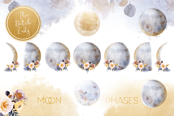Enhance Your Projects with the Floral Moon Phases Clipart Set
