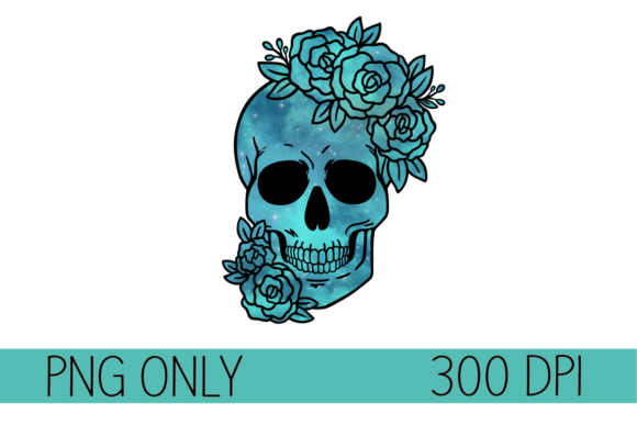 Explore the Versatile Blue Galaxy Floral Skull