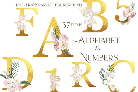 Floral Alphabet Clipart, Watercolor Boho: A Versatile Design Solution