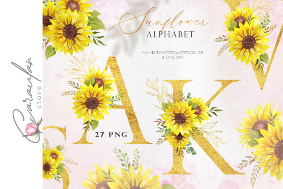 Floral Letters, Watercolor Sunflower: A Versatile Tool for Creative Projects
