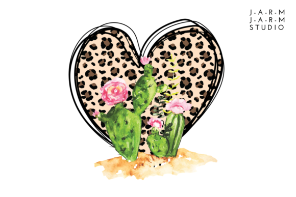 Leopard Heart with Floral Cactus: A Unique and Versatile Design
