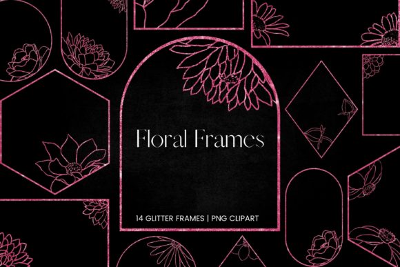 Pink Glitter Floral Frames Clipart: Elevate Your Designs with Sparkle and Elegance