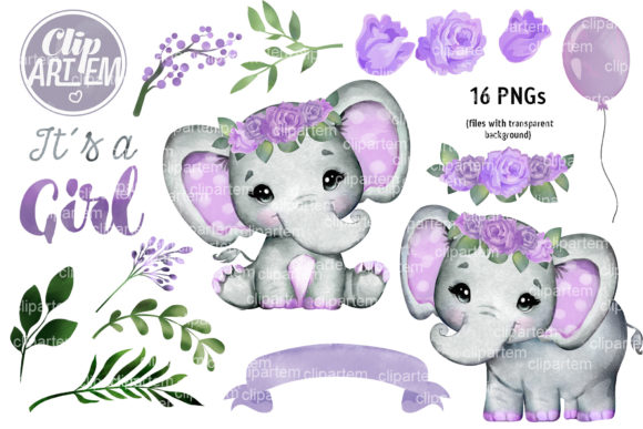 Purple Floral Girl Elephant Bundle Set: A Perfect Addition for Baby Showers and More